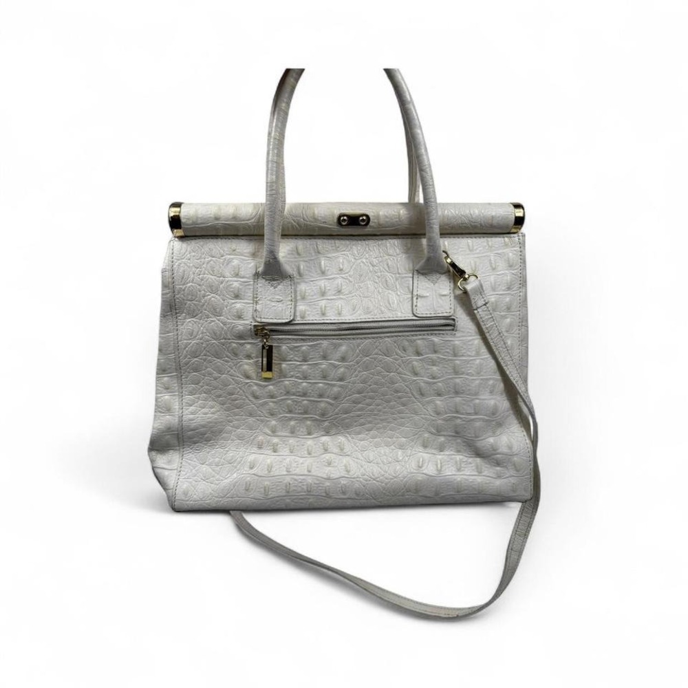 off white cream Croc-Embossed Leather Bag - Picture 6 of 8